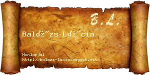 Balázs Lúcia névjegykártya